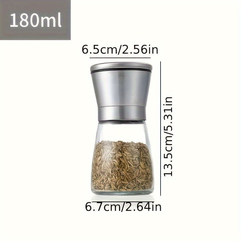Moedor de Pimenta e Sal Marinho com Núcleo Ajustável em Cerâmica - Triturador de Especiarias Manual para Acampamento ao Ar Livre, Viagem em Tenda, Caminhada, Churrasco & Cozinha Doméstica - Utensílio de Cozinha Portátil de Vidro sem Requerimento de Energi