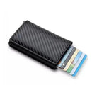 Carteira Masculina Fibra de Carbono | Porta-Cartões Tripla Mágica de Couro