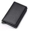 Carteira Masculina Fibra de Carbono | Porta-Cartões Tripla Mágica de Couro