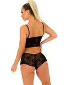 Conjunto Lingerie Renda Espera Marido | Cropped Sem Bojo + Short Calcinha