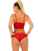 Conjunto Lingerie Renda Espera Marido | Cropped Sem Bojo + Short Calcinha