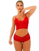 Conjunto Lingerie Renda Espera Marido | Cropped Sem Bojo + Short Calcinha