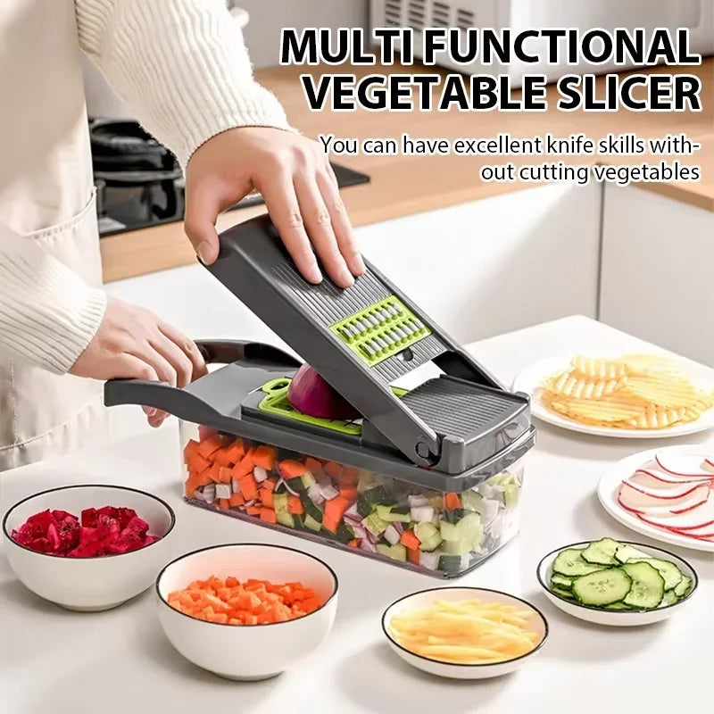 Vegetable Chopper Stainless Steel Slicer for Julienne Dicing Multifunctional Food Chopper Meal Preparation Tool