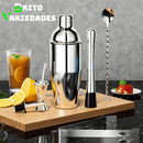 Kit Bartender Profissional 10 Peças com Coqueteleira 750ml e Base de Bambu