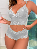 Conjunto Lingerie Renda Espera Marido | Cropped Sem Bojo + Short Calcinha