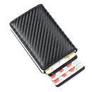 Carteira Masculina Fibra de Carbono | Porta-Cartões Tripla Mágica de Couro