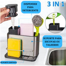 Organizador SmartClean™ – Suporte de Pia 3 em 1 Inox com Dispenser de Sabão