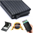 Carteira Masculina Fibra de Carbono | Porta-Cartões Tripla Mágica de Couro