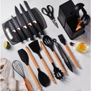Utensílios Para Cozinha | Kit 19 Peças Com Tábua em Silicone,Espátula,Faca,Tesoura